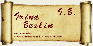Irina Bešlin vizit kartica